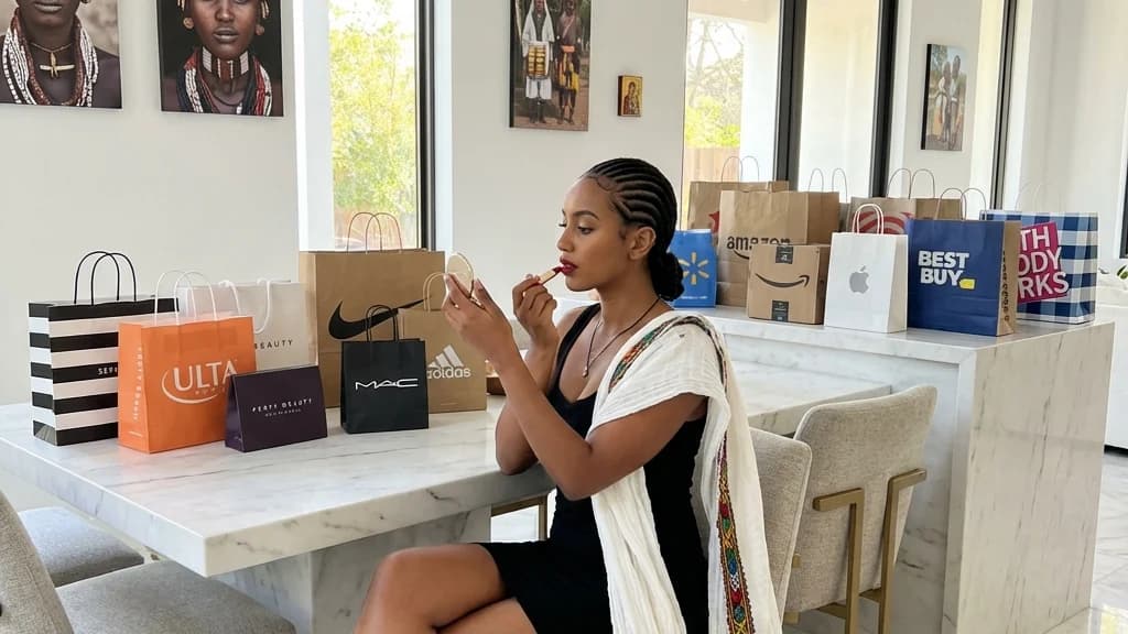 Ethiopian shopper with global brands
